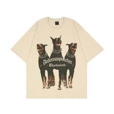 This Doberman Pinscher t-shirt is a long-lasting garment suitable for everyday use. It has an oversized fit with a high-quality graphic print on the front. Vintage Graphic Print T-shirt, Cool Graphic Print T-shirt, Doberman Tee Shirts, T Shirt Oversize, Doberman Pinscher, Streetwear Y2k, T Shirt Oversized, Style Streetwear, Streetwear Women