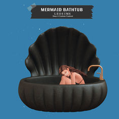 the mermaid bathtub is designed to look like a shell with a woman in it