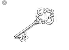 a drawing of a key with the letter e on it