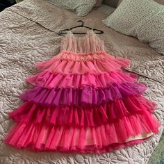 Pinks And Purples Tiered And Layered Tulle Dress. Great For A Party Or Taylor Swift Concert, Etc. Purple Tulle Dress With Ruffles, Sweet 16 Dresses Pink, Cute Fairy Dress, Layered Tulle Dress, Sew Crafts, Tulle Dress Long, Burgundy Floral Dress, Pink Tulle Dress, Lover Dress