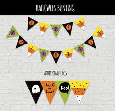 halloween bunting decorations with bats and pumpkins