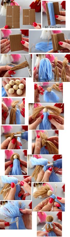 the instructions for how to do an easy ponytail with long hair and blue wigs