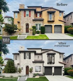 before and after photos of a house in the same color as it appears on this real estate