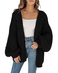 PRICES MAY VARY. Material: This open front cardigan sweater is formed from chunky knits, keeping your body warm all day. Features: Loose Fit, Open Front, Long Sleeve, Chunky Knit, Soft & Stretchy, Oversized Cardigan Sweater Pair with: Slouchy coats easily match with leggings, jeans, shorts and skirts. Easily complete a trendy look. Enable you look modest and elegant. Occasion: With exquisite details, this chic warm sweaters are perfect for party, school, office, dating and other occasions. Garme Womens Chunky Cardigan, Oversized Sweater Coat, Chunky Cable Knit Sweater, Oversized Sweater Cardigan, Long Knit Cardigan, Cardigan Sweater Coat, Chunky Cardigan, Chunky Knit Cardigan