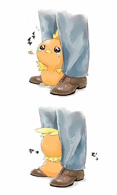 a drawing of a pikachu leaning against someone's leg with his foot on the ground