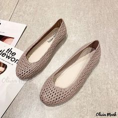 Olivia Mark - Hollowed-Out Jelly Sandals: Comfortable Breathable Anti-Slip Maternity Shoes with Soft Sole Maternity Shoes, Chunky Heel Platform Sandals, Flat Footwear, White Flat Shoes, Women's Slip Ons, Sandals Comfortable, Pregnancy Shoes, Low Heel Pumps, Womens Summer Shoes