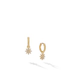 David Yurman's iconic Cable motif beautifully adorns a universal symbol or shape, creating a modern talisman meant to be collected, combined and treasured. 18-karat yellow gold Pave-set diamonds, 0.13 total carat weight Earrings, 18.1 x 7.5mm Starburst drop is removeable and can be worn as a hoop. Style #E17932D88ADI Yellow Gold Drop Earrings, Starburst Earrings, Wedding Day Jewelry, Engagement Ring Guide, Gold Drop Earrings, Ring Size Guide, Christmas 2024, David Yurman, Diamond Studs