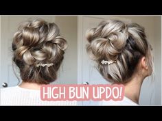 Updo For High Neckline, Prom Up Dos Hair, Easy Bridal Updo Step By Step, High Bun Step By Step, Wedding Guest Hairstyles High Updo, Easy Updos Tutorial Step By Step, Romantic Bun Tutorial, How To Do A High Updo Yourself, Prom Bun Hairstyles High Tutorial