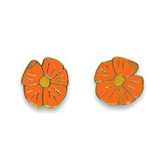 "Our poppy enamel stud earrings are fabulously fashionable for all ages! These petite perfections are ideal for everyday wear. Wear with any outfit for a pop of color and personality that will make you stand out from the crowd! - 22k Gold Plated Sterling Silver - Hypoallergenic - Poppy measures 1/2\" tall - Original Jenny Lemons Design - Designed in California, Ethically manufactured in China" Poppy Earrings, Paper Child, Enamel Stud Earrings, California Poppy, Skin Care Kit, Button Jewelry, Enamel Earrings, Cleanser And Toner, Everyday Earrings