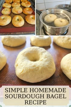 simple homemade sourdough bagel recipe with step by step pictures and instructions to make them