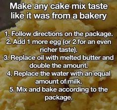 a recipe for making cake mix taste like it was from a bakery