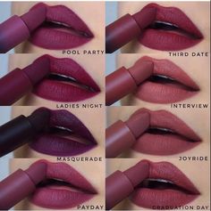 Huda Beauty Lipstick Swatches, New Lipstick Shades, Maquillage Kylie Jenner, Shades Of Lipstick, Huda Beauty Lipstick, Trendy Lipstick, Mauve Lipstick