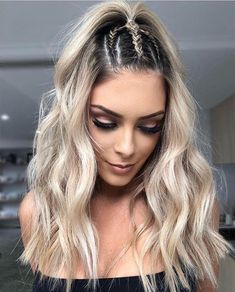 Beach Braids, Braided Half Up, Penteado Cabelo Curto, Festival Hair, Prom Hairstyles, Quick Hairstyles, Long Hairstyles, Long Blonde Hair