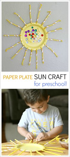 paper plate sun craft for preschool and toddlers to do with the kids at school