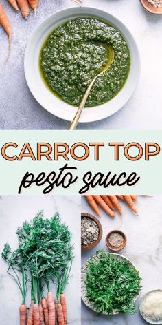 carrots and pesto sauce on a table