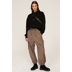 Brown crepe (57% Refined Wool, 38% Polyester, 5% Elastane). Cargo. Pull-on. 20" inseam. 8" rise. Imported. Rent The Runway, Closet Designs, Off Duty, Workout Pants, Cargo Pants, Normcore, Relaxed Fit, Wool, Pants