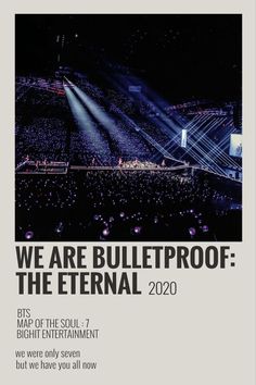 we are bulletproof the external 2020 poster with lights and spotlights in the background