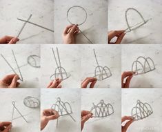 the instructions for making a wire heart necklace with beads and chain bracelets are shown