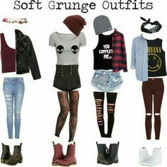 The 2nd and the last one though... Grunge Outfit Ideas, Soft Grunge Outfit, Soft Grunge Outfits, Look Grunge, Oversized Striped Sweater, Grunge Outfit, Fashion 90s, Grunge Look, Emo Outfits