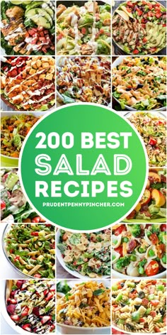 many different salads with the words, 200 best salad recipes on top of them