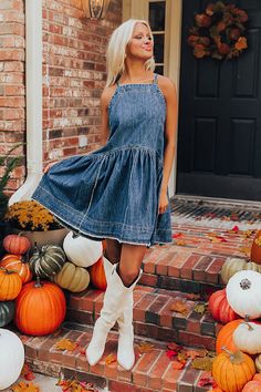 - Twirl into style with this trendy mini dress! Featuring frayed seams and a flirty cut, it's full of charm. From casual outings to nights out with the girls, you'll be as cute as can be in this darling dress. - Unlined denim material - A square cut neckline with back button closure and a keyhole detail - Frayed seam accents - Spaghetti straps - Functional side pockets - A relaxed silhouette that ends in a frayed, mini dress length hemline Denim Dress Country Concert, Concert Ideas, Denim Dresses, Darling Dress, Denim Mini Dress, Denim Material, Square Cut, Dark Wash Denim, Denim Mini