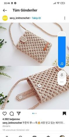 an instagramted photo of a crochet purse