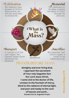 a poster with the words what is mass? and an image of a cross on it