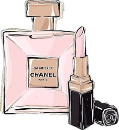 a bottle of chanel perfume next to a lipstick