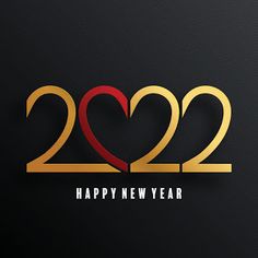 a black and gold happy new year card with the number 22 on it's side