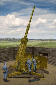 two men standing next to a large metal object