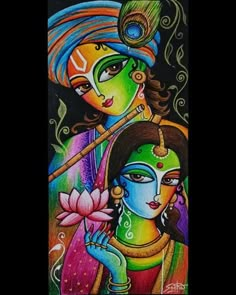 Lord Krishna Canvas Painting, Madhubani Art Krishna, Radha Krishna Rangoli, Radha Krishna Madhubani Painting, Radhakrishna Painting, God Drawing, Indian Contemporary Art, Krishna Drawing, Indian Art Gallery