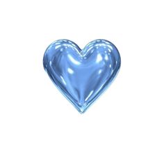 a shiny blue heart shaped object on a white background with room for text or image