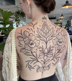 Floral Band Tattoo, Art Nouveau Floral Tattoo, Traditional Back Tattoo, Art Nouveau Floral, Band Tattoo, Back Tattoos, Tattoo Styles, Tiny Tattoos, Back Tattoo