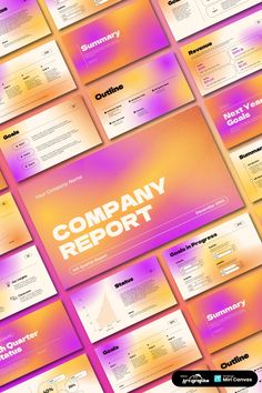 a bunch of different types of papers on top of each other with the words company report written