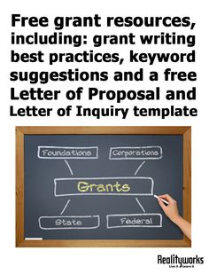 a hand writing on a blackboard with the words free grant resources, including granting and