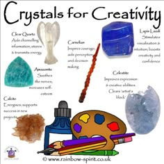 Crystals For Creativity, Crystals Healing Properties, Spiritual Crystals, Gemstone Meanings, Crystal Meanings