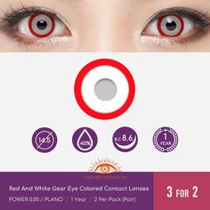 Red And White Gear Eye Colored Contact Lenses Cat Eye Contacts, Hazel Contacts, Best Colored Contacts, Proper Hand Washing, Purple Contacts, Real Barbie, Halloween Contact Lenses, Grey Contacts, Cosplay Contacts