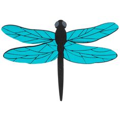 a blue dragonfly sitting on top of a white surface