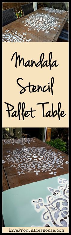 an old table is painted with stencil to look like it has been stained