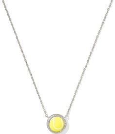 From Kendra Scott&#x2C; the Tennis Ball Short Pendant Necklace features: Short pendant necklace 14k gold-plated or rhodium-plated brass Lobster clasp w/single adjustable slider bead closure Approx. 19" length   Imported. Kender Scott, Short Pendant Necklace, Ball Necklace, Tennis Necklace, Tennis Ball, Accessories Jewelry Necklace, Work Ideas, Dream Bedroom, Dillard's