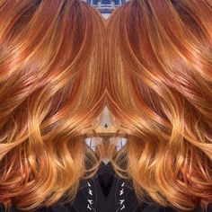 Light Red Hair with Blonde Highlights Red And Blonde Hair, Light Red Hair, Highlights Hairstyles, Copper Blonde, Medium Curly