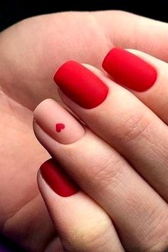 Matte Red Valentines Nails, Very Short Valentines Nails, Nails Ideas Valentines Day Simple, Red Nails Gel Short, Classy Valentines Nails Short, Simple February Nails Short, February Nails Red, February Nails 2024, Valentines Day Pedicure