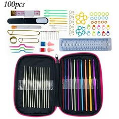 an open case filled with lots of knitting needles