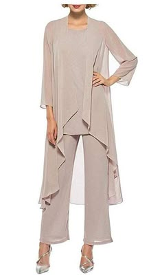 PRICES MAY VARY. FABRIC: High Quality Chiffon Fabric,Soft and Comfortable to Wear,Good Material Makes the Outfit a Flowy Feeling. FEATURES: 3 Pieces Mother of the Bride Pants Suit with Flowy Long Sleeves Jacket,Unique Scoop Neck Zipped Tank,Elastic Waist Trousers Makes the Pants Suits Fit for Most of the Body Shape,Loose Style Make It Looks More Elegant on You.Multi Colors for You to Choose,Such as Champagne,Royal Blue,Black,Burgundy,Grey and so on.You Can Easily to Find One for Your Need. PACKA Bride Pantsuit, Long Jacket Dresses, Mother Of The Bride Suits, Bride Suit, Chiffon Pants, Dress Pant Suit, Mother Of Bride Outfits, Wedding Party Outfits, Women Suits