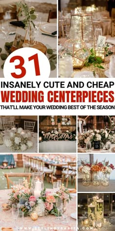 wedding centerpiece ideas Cheap And Easy Wedding Centerpieces, Wedding Table Decor Inspiration, Unusual Centerpieces Wedding, Shabby Chic Wedding Decor Centerpieces, Fancy Wedding Table Decor, Creative Wedding Table Decorations, Mix Match Centerpieces Wedding, Simple Green Wedding Centerpieces, Beautiful Wedding Table Decor