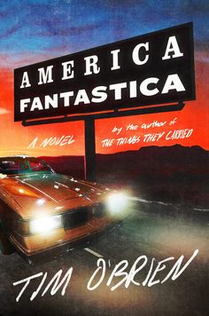 an advertisement for the movie american fantastica with a car in front of a sign