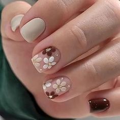 Amazon.com : fall nail Short Coffin Nails, Flower Nail Designs, Nail Art Hacks