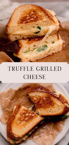 Truffle grilled cheese sandwich. Truffle Food Recipes, Truffle Oil Grilled Cheese, Truffle Grilled Cheese Recipe, Truffle Recipes Savory, Garlic Grilled Cheese Recipes, Grilled Cheese Gouda, Truffle Cheese Recipe, Special Grilled Cheese, Recipes With Truffle Butter