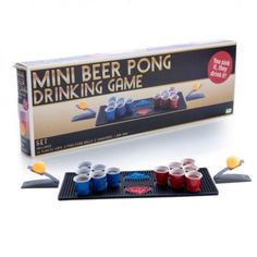 the mini beer pong drinking game is on display