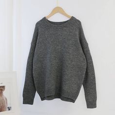 O Neck Batwing Long Sleeve Loose Soft Wool Knitted Pullover Sweater Soft Wool Sweater, Knitted Turtleneck, Autumn Sleeve, Pullover Sweater Women, Loose Sweater, Solid Clothes, Knitted Pullover Sweaters, Soft Wool, Knit Jumper